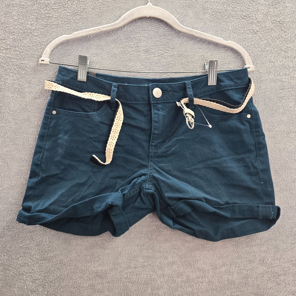 LC Lauren Conrad Women Shorts 4 Blue Rolled Cuff Denim Belted 3.5 in Inseam NWT